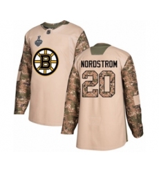 Men's Boston Bruins #20 Joakim Nordstrom Authentic Camo Veterans Day Practice 2019 Stanley Cup Final Bound Hockey Jersey