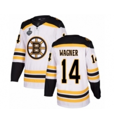 Men's Boston Bruins #14 Chris Wagner Authentic White Away 2019 Stanley Cup Final Bound Hockey Jersey