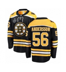 Youth Boston Bruins #56 Axel Andersson Authentic Black Home Fanatics Branded Breakaway 2019 Stanley Cup Final Bound Hockey Jersey