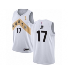 Men's Toronto Raptors #17 Jeremy Lin Swingman White 2019 Basketball Finals Champions Jersey - City Edition