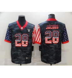 Men's Oakland Raiders #28 Josh Jacobs Camo Flag Nike Limited Jersey