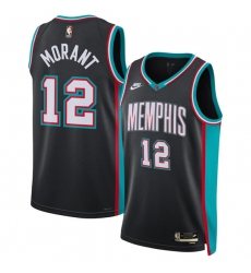 Men's Memphis Grizzlies #12 Ja Morant Black 2025 Classic Edition Stitched Basketball Jersey