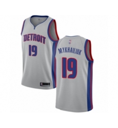Men's Detroit Pistons #19 Sviatoslav Mykhailiuk Authentic Silver Basketball Jersey Statement Edition