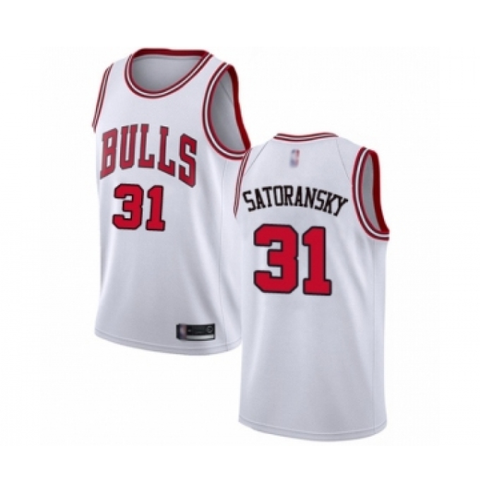 Men's Chicago Bulls #31 Tomas Satoransky Authentic White Basketball Jersey - Association Edition