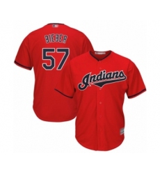 Youth Cleveland Indians #57 Shane Bieber Authentic Scarlet Alternate 2 Cool Base Baseball Jersey