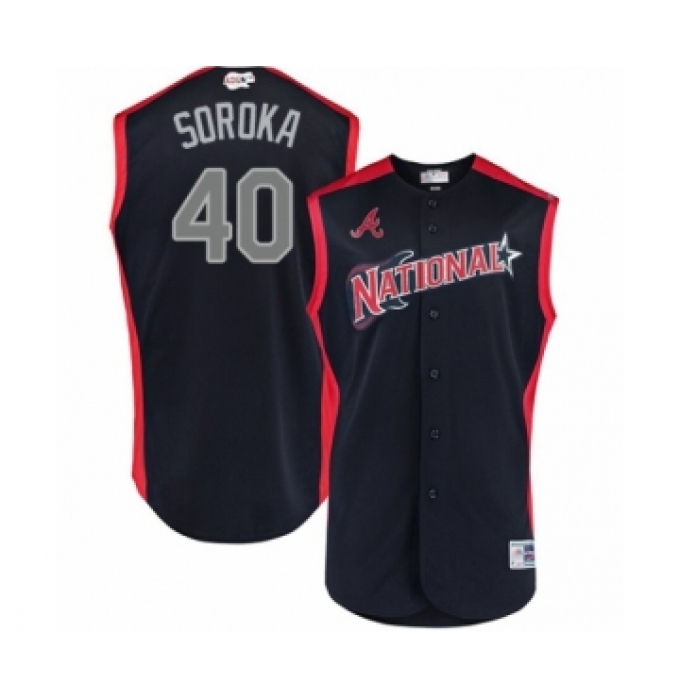 Men's Atlanta Braves #40 Mike Soroka Authentic Navy Blue National League 2019 Baseball All-Star Jersey