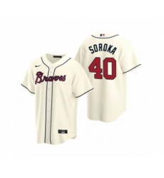 Men's Atlanta Braves #40 Mike Soroka Nike Cream 2020 Replica Alternate Jersey