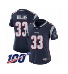 Women's New England Patriots #33 Joejuan Williams Navy Blue Team Color Vapor Untouchable Limited Player 100th Season Football Jersey