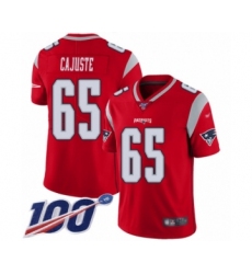 Men's New England Patriots #65 Yodny Cajuste Limited Red Inverted Legend 100th Season Football Jersey