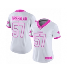Women's San Francisco 49ers #57 Dre Greenlaw Limited White Pink Rush Fashion Football Jersey