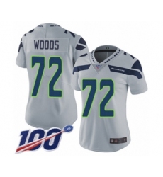 Women's Seattle Seahawks #72 Al Woods Grey Alternate Vapor Untouchable Limited Player 100th Season Football Jersey