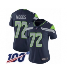 Women's Seattle Seahawks #72 Al Woods Navy Blue Team Color Vapor Untouchable Limited Player 100th Season Football Jersey