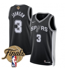 Men's San Antonio Spurs #3 Keldon Johnson Black 2026 Finals Icon Edition Stitched Basketball Jersey