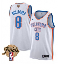 Men's Oklahoma City Thunder #8 Jalen Williams White 2025 Finals Association Edition Stitched Basketball Jersey