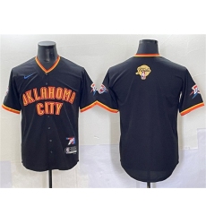 Men's Oklahoma City Thunder Blank Black 2025 Finals Vapor Stitched Baseball Jersey