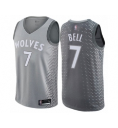 Youth Minnesota Timberwolves #7 Jordan Bell Swingman Gray Basketball Jersey - City Edition