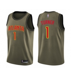 Men's Atlanta Hawks #1 Evan Turner Swingman Green Salute to Service Basketball Jersey