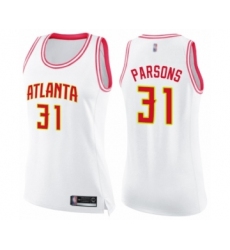 Women's Atlanta Hawks #31 Chandler Parsons Swingman White Pink Fashion Basketball Jersey