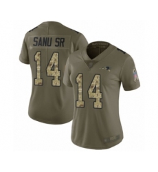 Women's New England Patriots #14 Mohamed Sanu Sr Limited Olive Camo 2017 Salute to Service Football Jersey