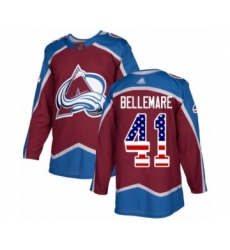 Men's Colorado Avalanche #41 Pierre-Edouard Bellemare Authentic Burgundy Red USA Flag Fashion Hockey Jersey