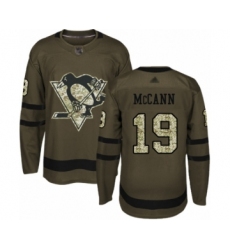 Youth Pittsburgh Penguins #19 Jared McCann Authentic Green Salute to Service Hockey Jersey