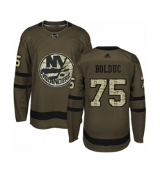 Men's New York Islanders #75 Samuel Bolduc Authentic Green Salute to Service Hockey Jersey