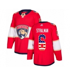 Men's Florida Panthers #6 Anton Stralman Authentic Red USA Flag Fashion Hockey Jersey