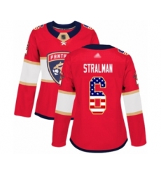 Women's Florida Panthers #6 Anton Stralman Authentic Red USA Flag Fashion Hockey Jersey