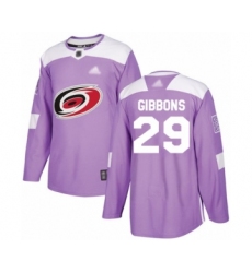 Youth Carolina Hurricanes #29 Brian Gibbons Authentic Purple Fights Cancer Practice Hockey Jersey