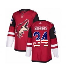 Men's Arizona Coyotes #34 Carl Soderberg Authentic Red USA Flag Fashion Hockey Jersey