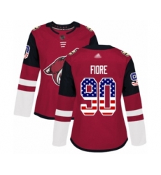 Women's Arizona Coyotes #90 Giovanni Fiore Authentic Red USA Flag Fashion Hockey Jersey