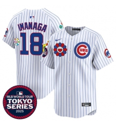 Men's Chicago Cubs #18 Shōta Imanaga White 2025 Tokyo Series Limited Stitched Baseball Jersey