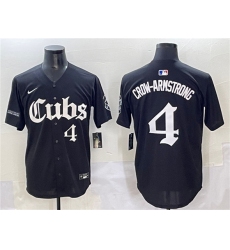 Men's Chicago Cubs #4 Pete Crow-Armstrong Black 'Gothic North Side Edition' Vapor Premier Limited Stitched Baseball Jersey