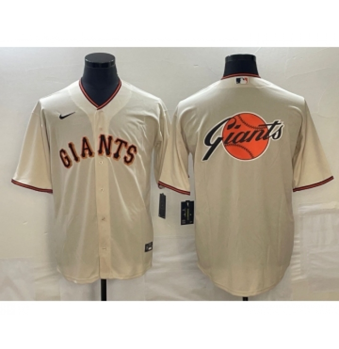 Men's San Francisco Giants Cream Team Big Logo Cool Base Stitched Baseball Jersey