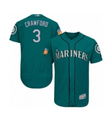 Men's Seattle Mariners #3 J.P. Crawford Teal Green Alternate Flex Base Authentic Collection Baseball Player Jersey
