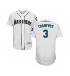 Men's Seattle Mariners #3 J.P. Crawford White Home Flex Base Authentic Collection Baseball Player Jersey