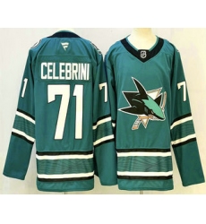 Men's San Jose Sharks #71 Macklin Celebrini Teal Authentic Jersey