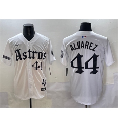 Men's Houston Astros #44 Yordan Alvarez White Gothic 'Houston Born Barrio Raised' Limited Stitched Baseball Jersey