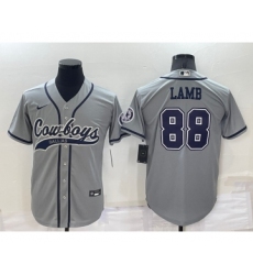 Men's Dallas Cowboys #88 CeeDee Lamb Grey Stitched Cool Base Nike Baseball Jersey