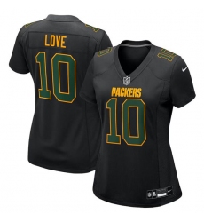 Women's Green Bay Packers #10 Jordan Love Black Fashion Football Stitched Game Jersey(Run Small)