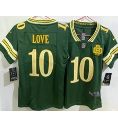 Women's Green Bay Packers #10 Jordan Love Green 2026 Vapor Rivalries Collection Limited Stitched Jersey