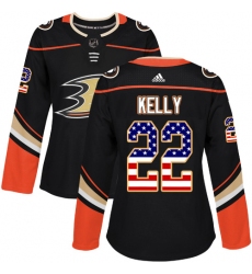 Women's Adidas Anaheim Ducks #22 Chris Kelly Authentic Black USA Flag Fashion NHL Jersey