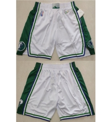 Men's Dallas Mavericks White Green 75th Anniversary Shorts (Run Small)
