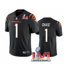 Men's Cincinnati Bengals #1 Ja'Marr Chase Black 2022 Super Bowl LVI Vapor Limited Stitched Jersey Men's Cincinnati Bengals #1 Ja'Marr Chase Black 2022 Super Bowl LVI Vapor Limited Stitched Jersey
