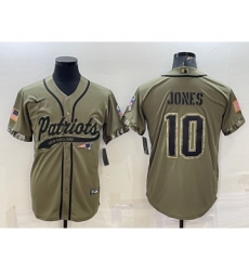 Men's New England Patriots #10 Mac Jones Olive 2022 Salute to Service Cool Base Stitched Baseball Jersey