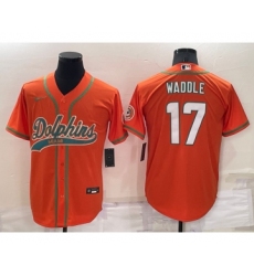 Men's Miami Dolphins #17 Jaylen Waddle Orange Stitched Cool Base Nike Baseball Jersey