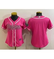 Women's Las Vegas Raiders Blank Pink With Patch Cool Base Stitched Baseball Jersey