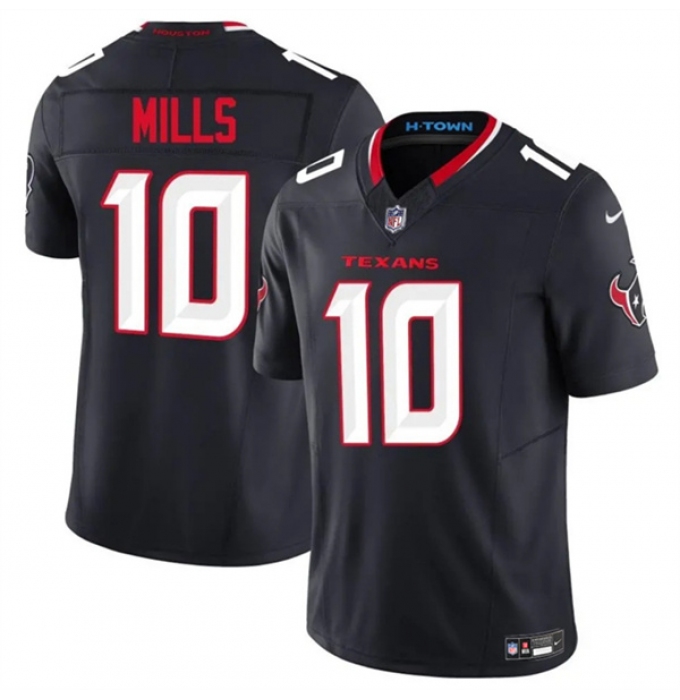 Men's Houston Texans #10 Davis Mills Navy 2025 F.U.S.E. Vapor Limited Football Stitched Jersey