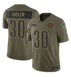 Men's Washington Commanders #30 Austin Ekeler Olive 2025 Salute to Service Limited Football Stitched Jersey