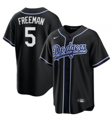 Men's Los Angeles Dodgers #5 Freddie Freeman Black Lights Out Limited Stitched Baseball Jersey
